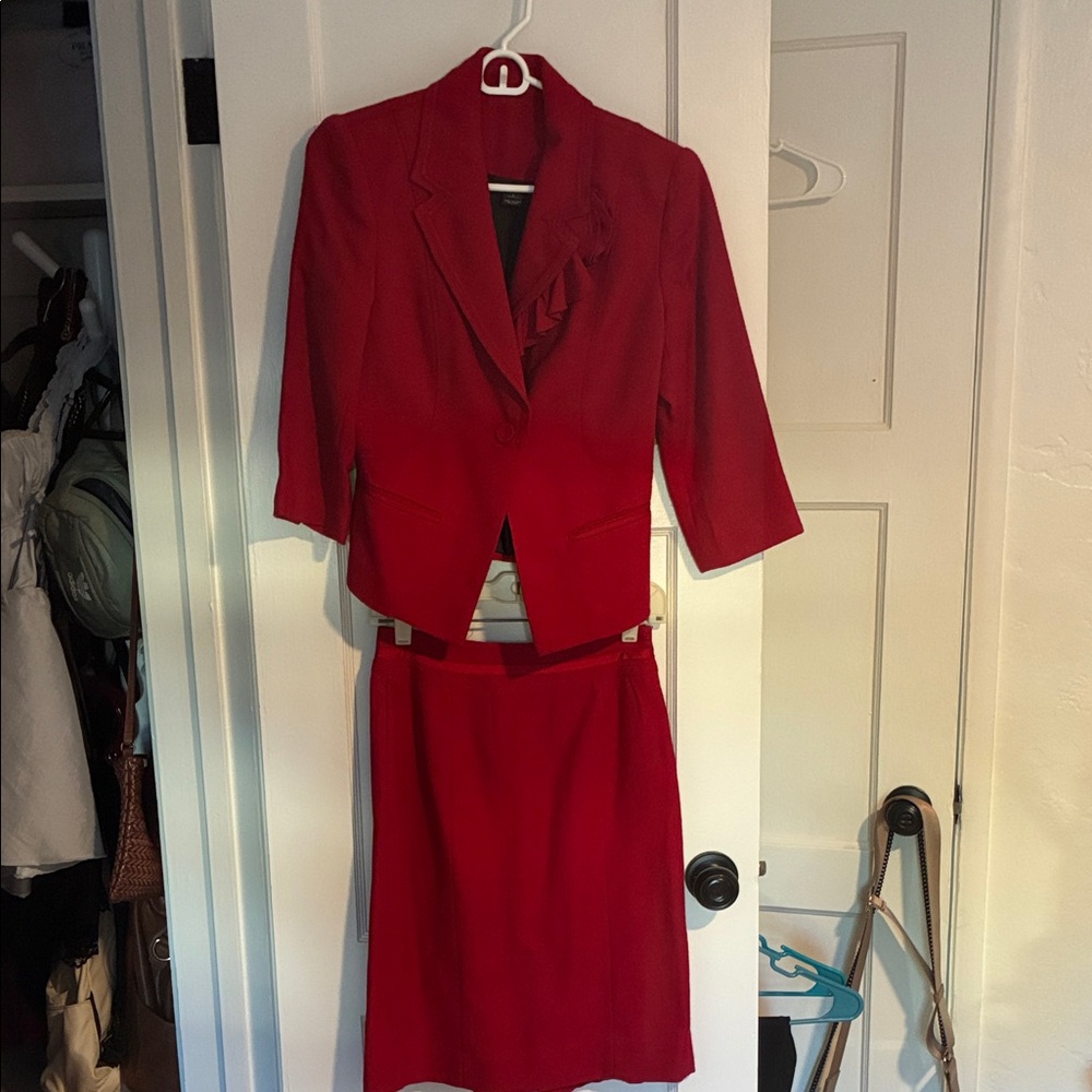 Elegant Red Skirt Suit Set